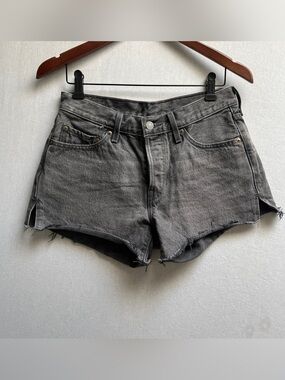 Levi's 501 Button Fly High Rise Cutoff Denim Shorts Black Wash Size 27